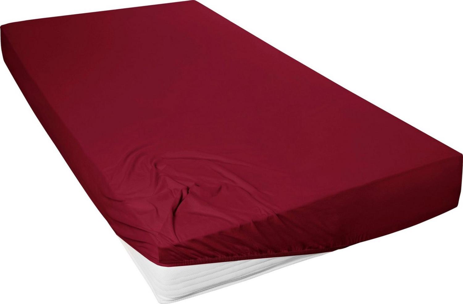 Vario Jersey-Spannbetttuch bordeaux, 150 x 200 cm Bild 1