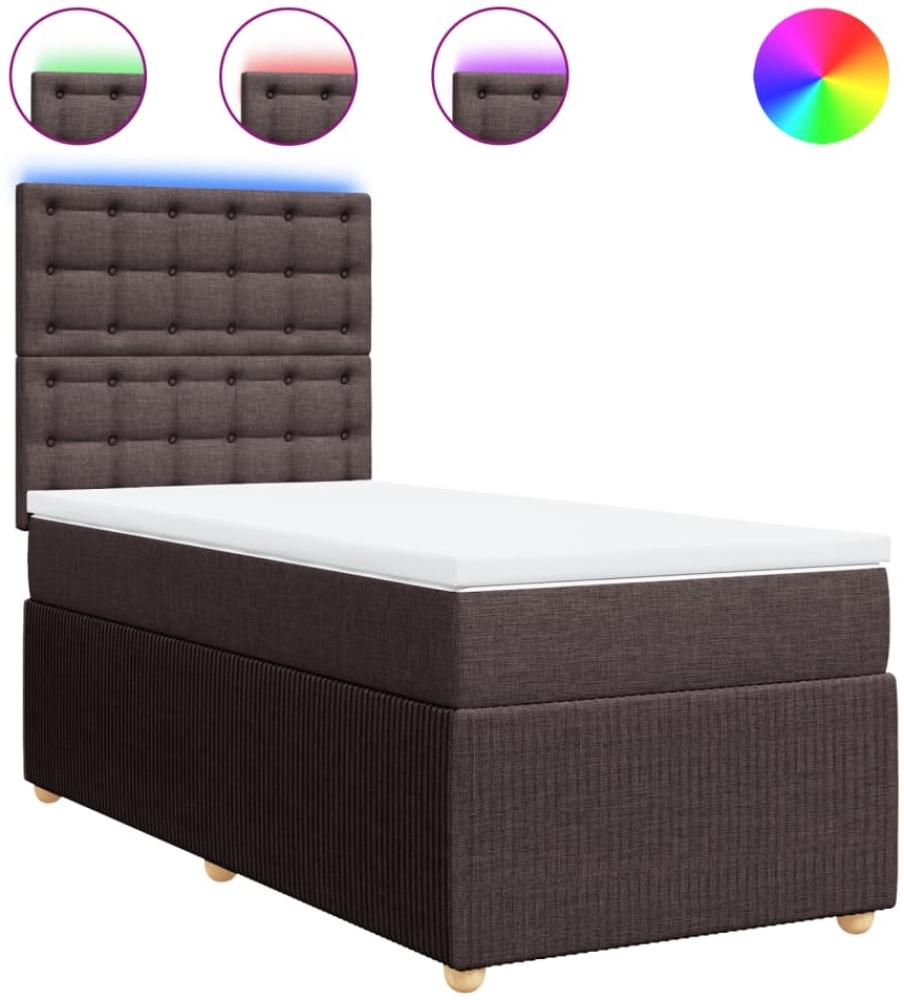 vidaXL Boxspringbett mit Matratze Dunkelbraun 90x200 cm Stoff 3294256 Bild 1