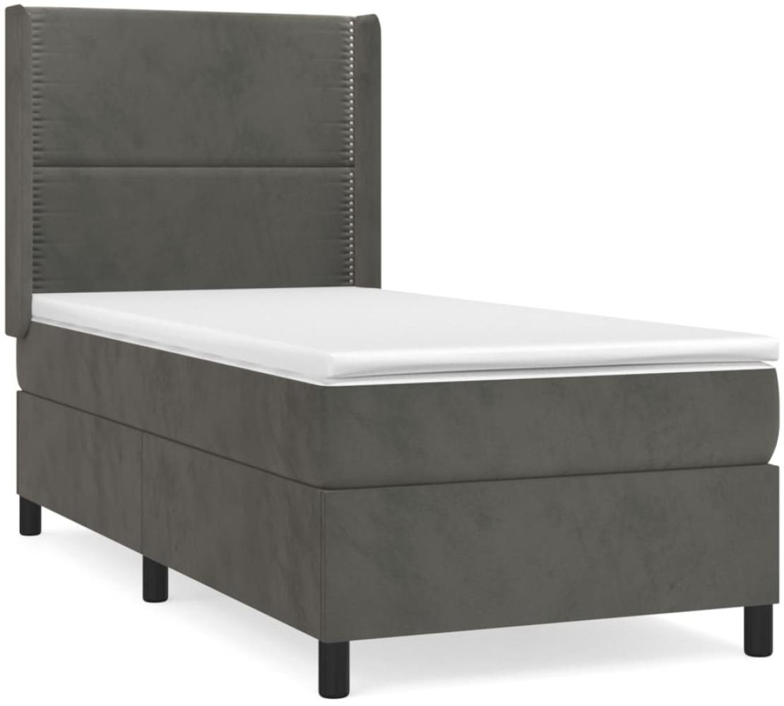 vidaXL Boxspringbett mit Matratze Dunkelgrau 90x190 cm Samt 3132592 Bild 1