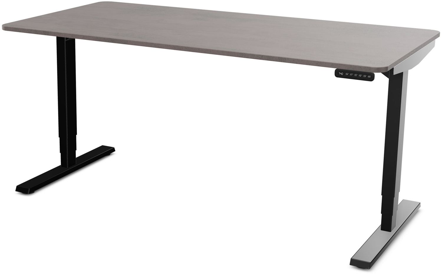 ASSMANN Elektrisch höhenverstellbarer Schreibtisch Y-Line Curved 180x80cm Sichtbeton Anthrazit Schwarz Metall Holz Bild 1