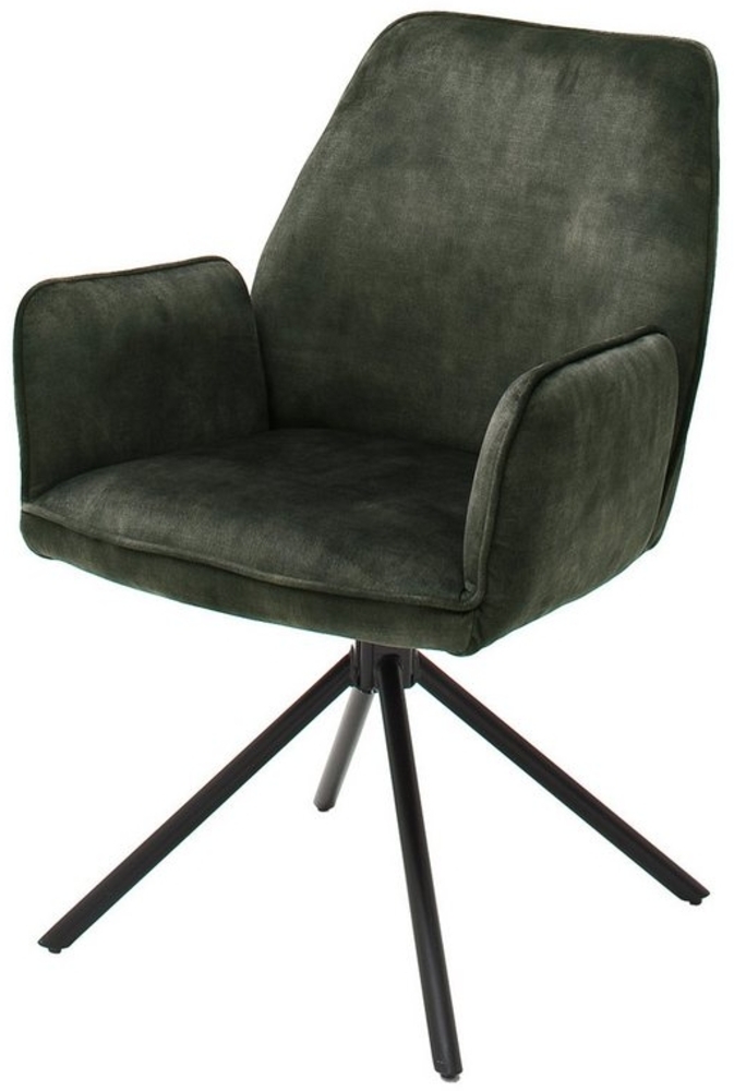 Massivart® Polsterstuhl Armlehne drehbar / anthrazit / grau / olive / Veloursoptik / OTTAWA, Esszimmerstuhl / Drehfunktion mit Nivellierung Bild 1