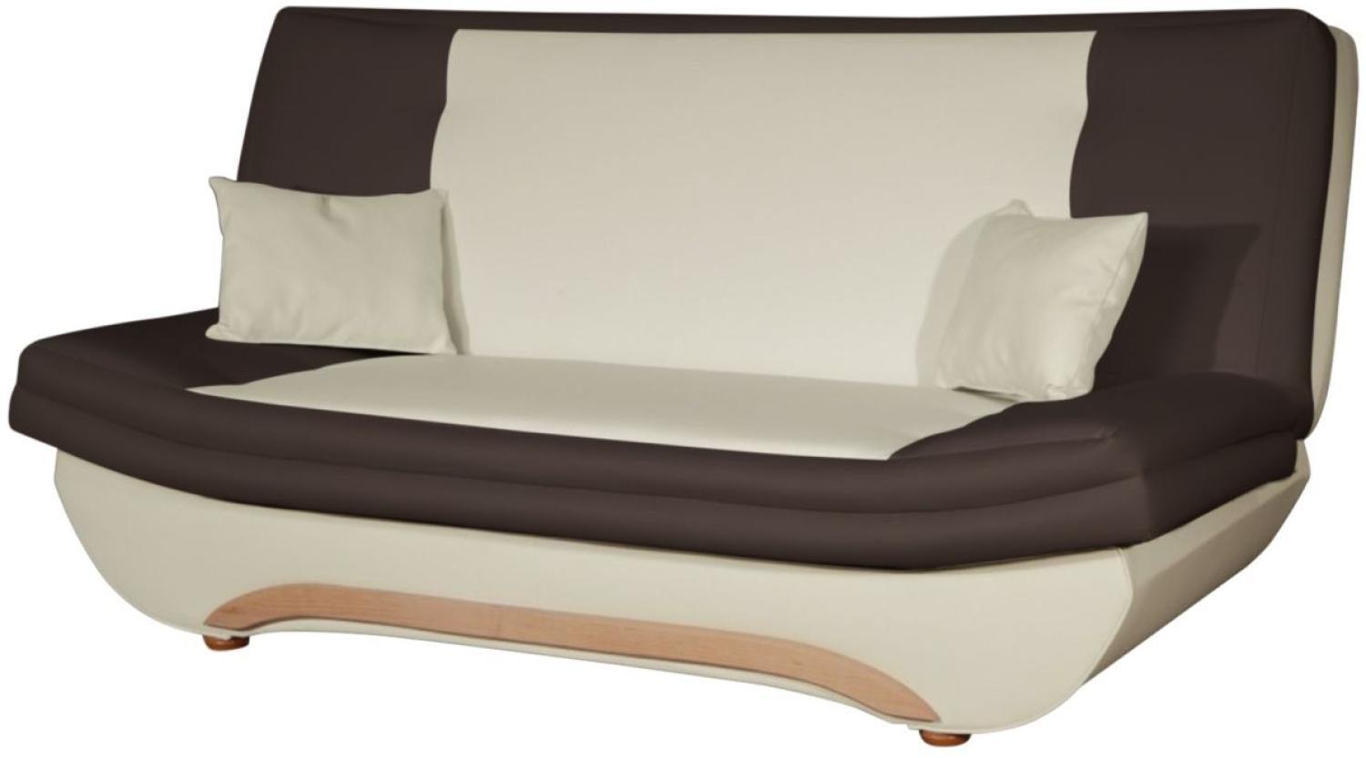 Klick-klack-Sofa Schlafsofa GIANA in Kunstleder Creme-Braun Bild 1