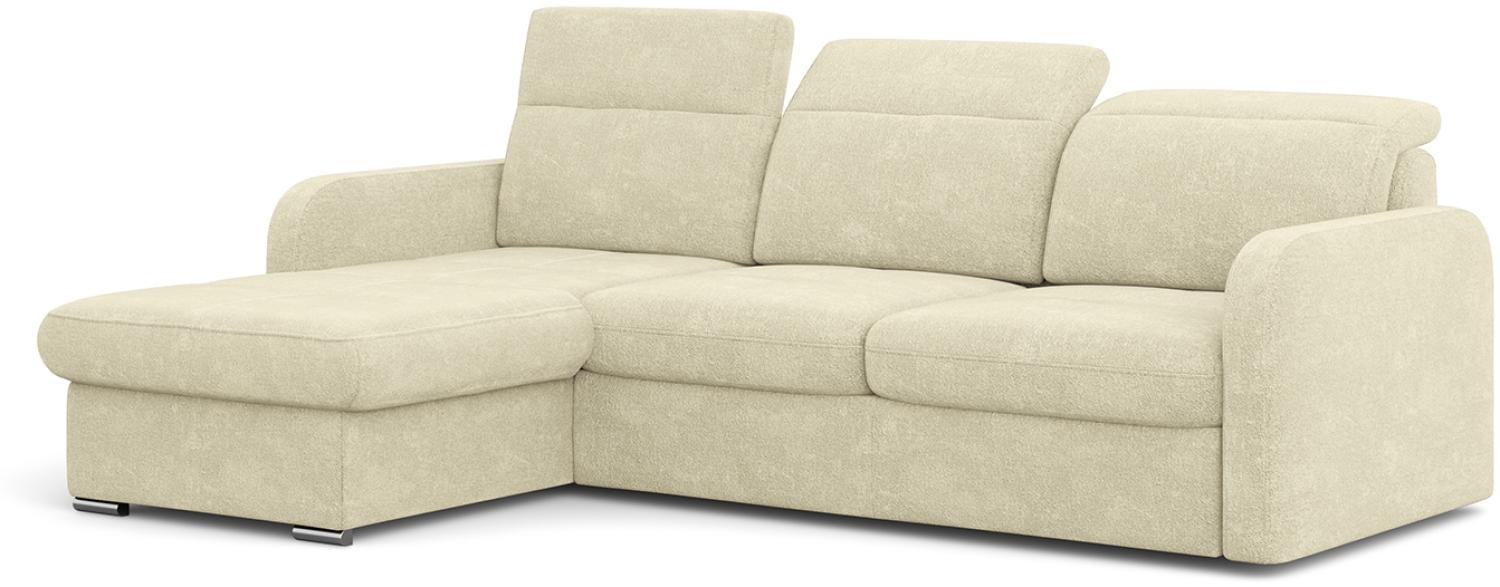 MEBLINI Schlafcouch mit Bettkasten - Ecksofa mit Schlaffunktion - Sofa mit Relaxfunktion und Kopfstützen - Couch L-Form - Eckcouch - Wohnlandschaft - EMERALD - 215x167x84cm - Beige Webstoff Bild 1