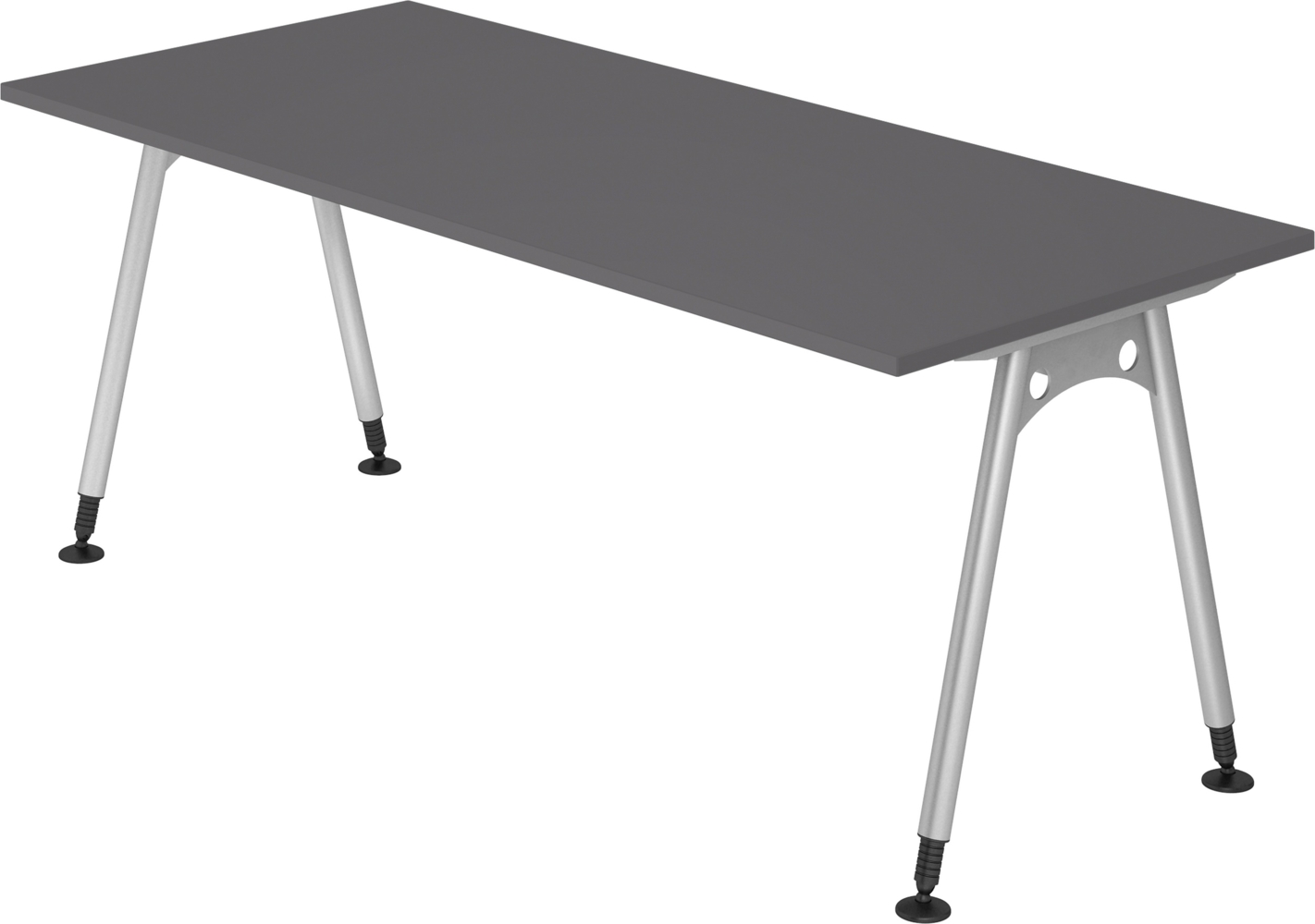 bümö manuell höhenverstellbarer Schreibtisch 180x80 cm in graphit - PC Tisch höhenverstellbar & groß, höhenverstellbarer Tisch Büro, großer Computertisch verstellbar, A-Serie, AS-19-G Bild 1