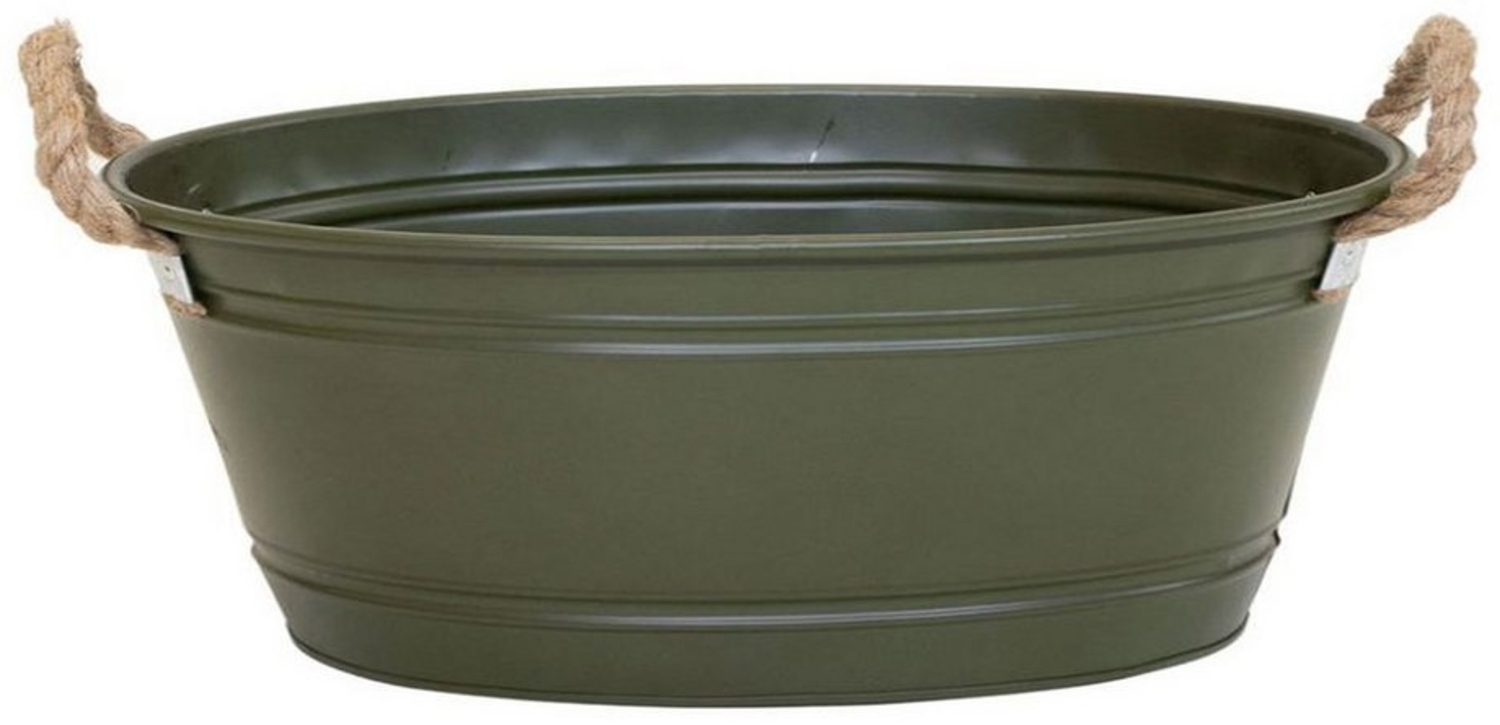 colourliving Pflanzkübel Pflanztopf "Beat" oval aus Metall Blumentopf XL 64x42x25 cm, mit Kordelgriffen aus Naturmaterial Bild 1