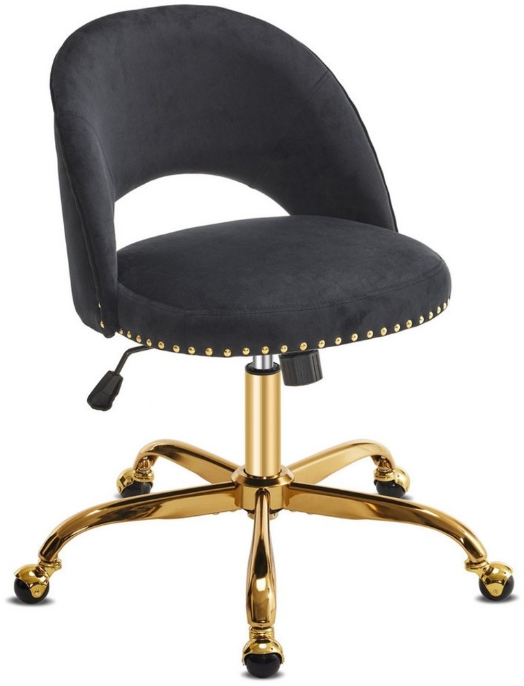 VINGLI Bürostuhl Schreibtischstuhl, Drehstuhl mit goldenen Nieten, Schminktisch Stuhl, Wippfunktion 105°-120°, 360° Drehbar, bis 136KG, Homeoffice Stuhl Bild 1