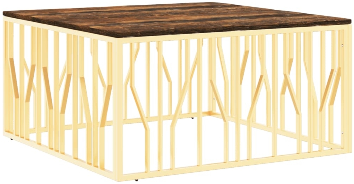 vidaXL Couchtisch Golden Edelstahl und Altholz Massiv 350070 Bild 1
