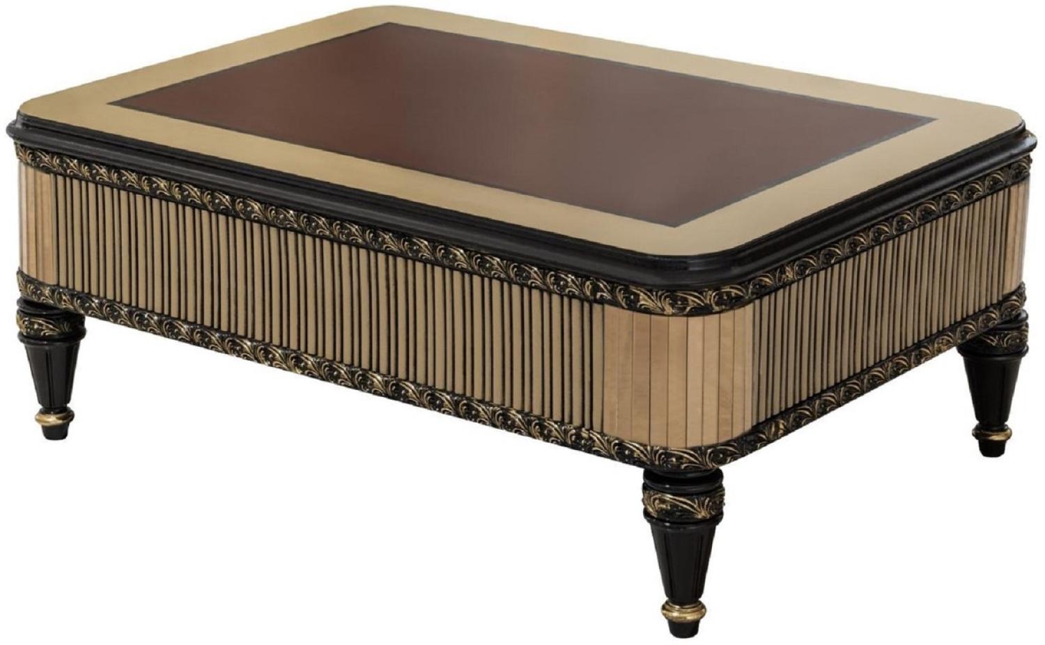 Casa Padrino Luxus Barock Couchtisch Braun / Schwarz / Gold - Prunkvoller Wohnzimmertisch im Barockstil - Barockstil Wohnzimmer Möbel - Barock Einrichtung - Barock Möbel - Luxus Möbel im Barockstil Bild 1