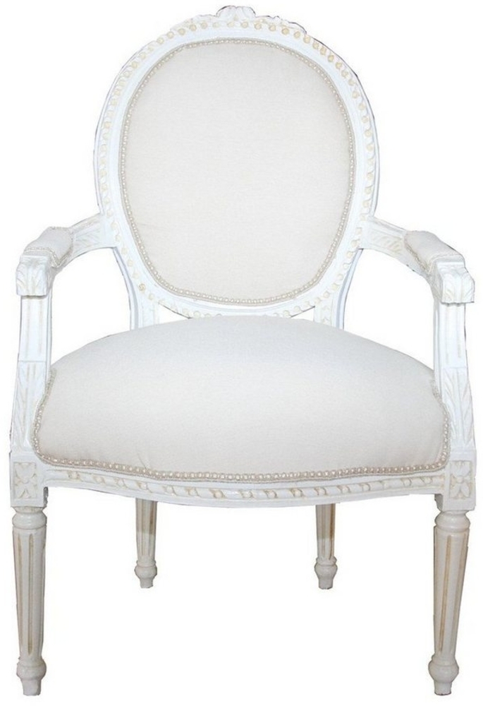 Casa Padrino Besucherstuhl Barock Salon Stuhl Antik Stil Creme - Weiss - Möbel Antik Stil Bild 1