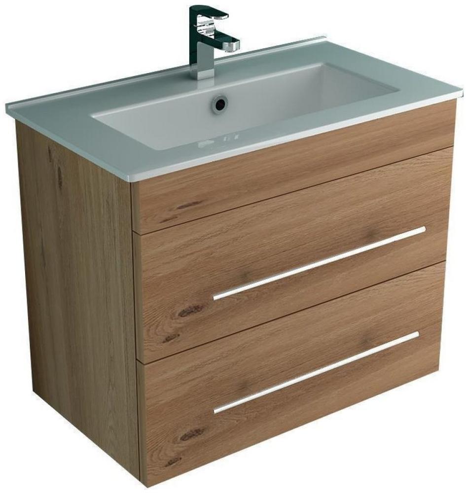 Alpenberger Badezimmer-Set Waschbecken mit Unterschrank - Waschbeckenunterschrank 60 cm Breit, (Komplett-Set Vormontiert 60 cm breit, 2-St, Handwaschbecken mit Badschrank), Hygienische Nanobeschichtung, Soft-Close Schubladen Bild 1