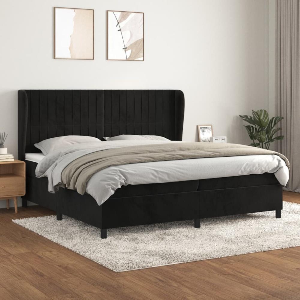 vidaXL Boxspringbett mit Matratze Schwarz 200x200 cm Samt 3129353 Bild 1