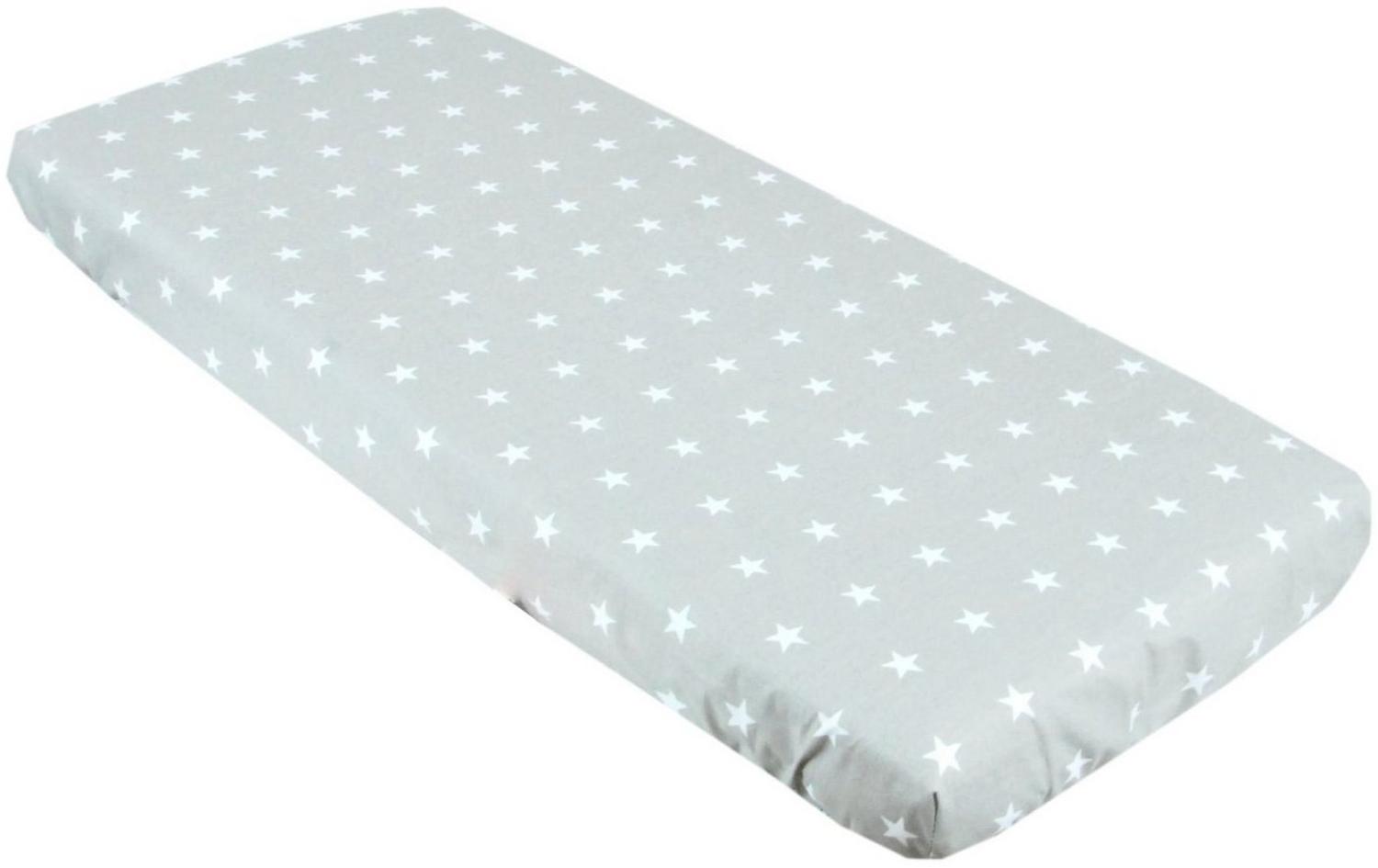 BABYLUX Spannbettlaken 40 x 90 Bettlaken Spannbetttuch Betttuch Baumwolle Wiege 40x90 kinderwagen (91. Sterne Grau) Bild 1