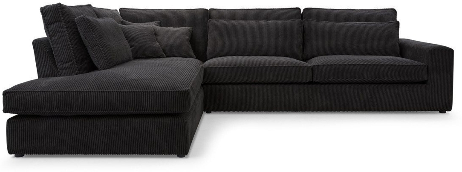 Deine Möbel 24 Ecksofa CAREN MINI Wohnlandschaft Sofa Wohnzimmer L-Couch Cord Samt, Creme Grau Graphit Schwarz 2 Teile Bild 1