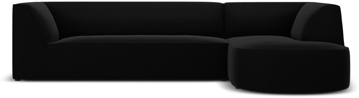 Micadoni 4-Sitzer Samtstoff Modular Ecke rechts Sofa Ruby | Bezug Black | Beinfarbe Black Plastic Bild 1