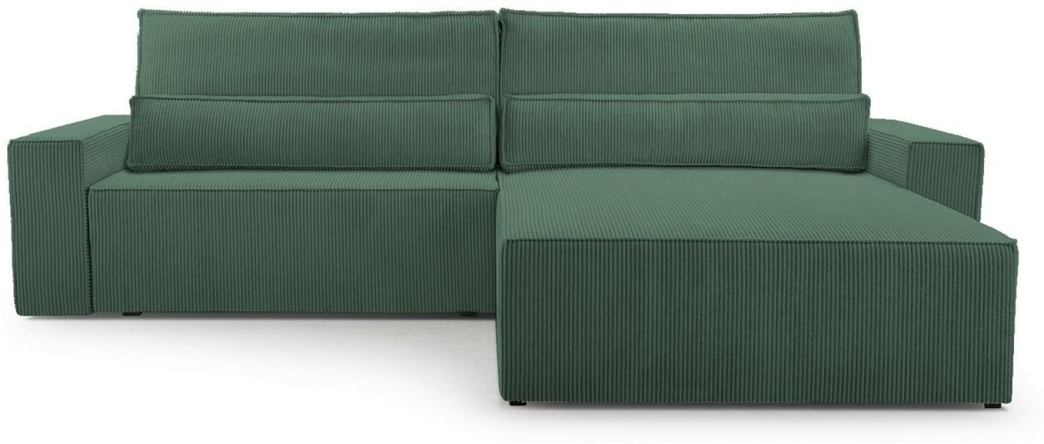 MOEBLO Ecksofa aus Cord DENVER L, Ottomane beidseitig montierbar Couch Cord für Wohnzimmer Schlafsofa Sofagarnitur Sofa Eckcouch L-Form Cordstoff - 290x85x200cm, mit Schlaffunktion und Bettkasten, mit Relaxfunktion Bild 1