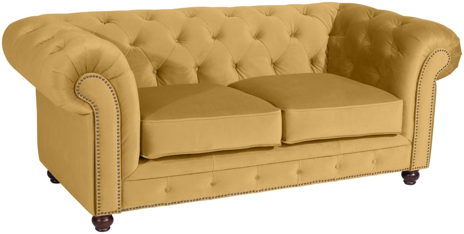 Sofa 2-Sitzer Kathe Bezug Samtvelours Buche nussbaum dunkel / mais 22509 Bild 1