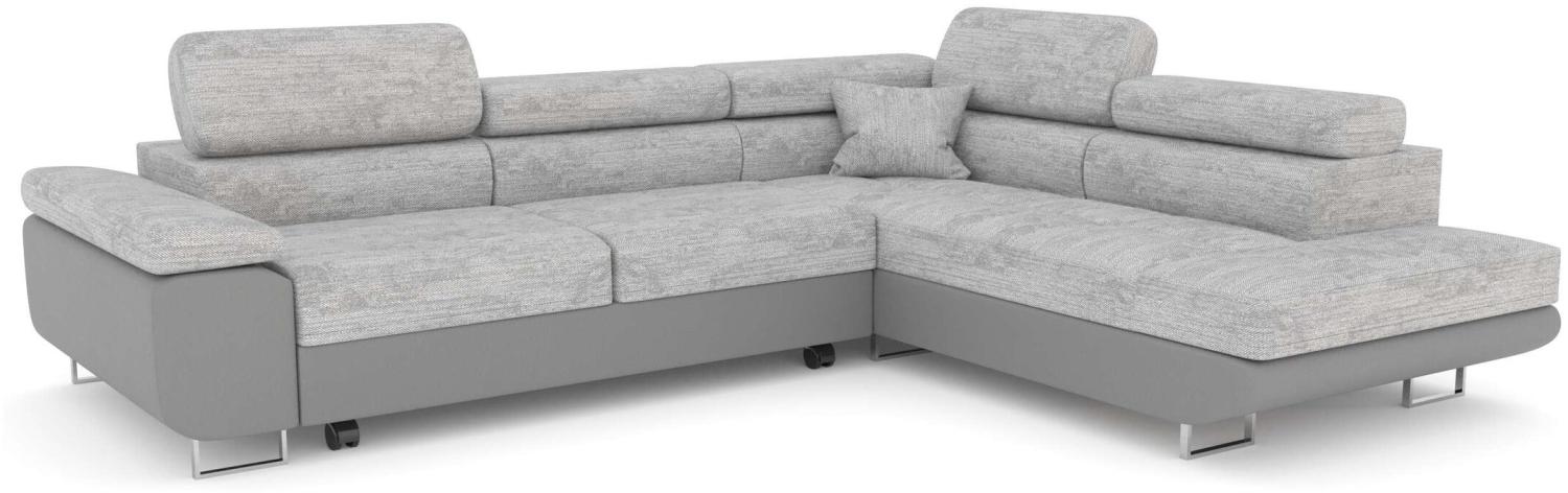 Stylefy Marokko Ecksofa Hellbraun Beige Strukturstoff BERLIN Kunstleder MADRYT Rechts Bild 1