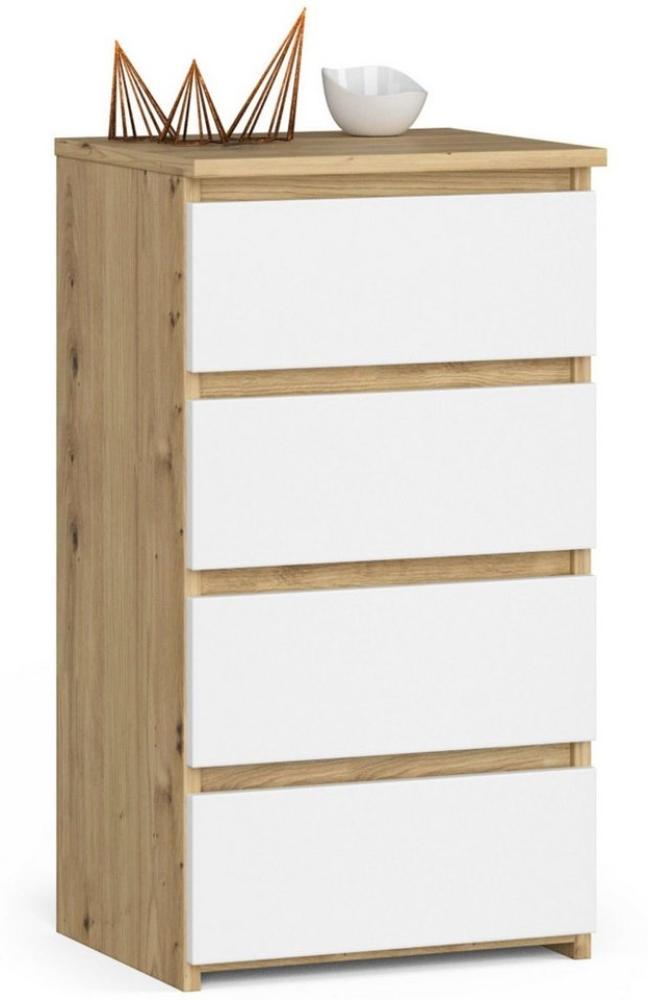 Home Collective Kommode 40 cm breit Holz Highboard Sideboard für Flur Schlafzimmer Wohnzimmer (Mehrzweckschrank Schrank schmal Kommode Schlafzimmer mit Schubladen), Kinderzimmer Organizer, 73 cm hoch mit 4 Schubladen Artisan Eiche-weiß Bild 1