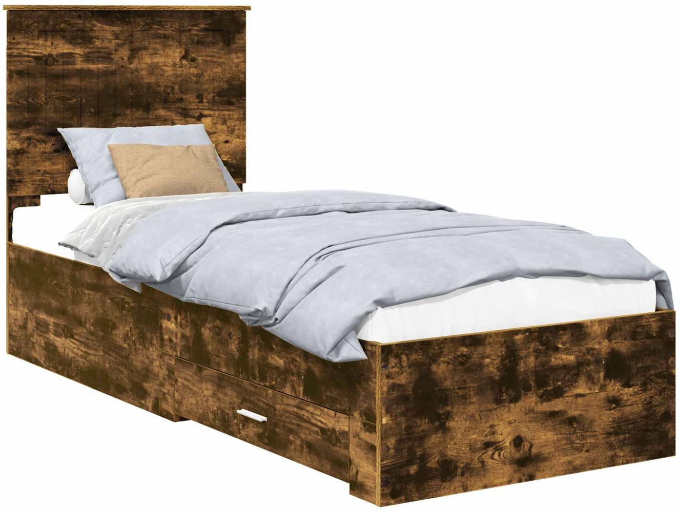vidaXL Bettrahmen Rauchige Eiche und Silber 75x190 cm Holzwerkstoff 3411372 Bild 1