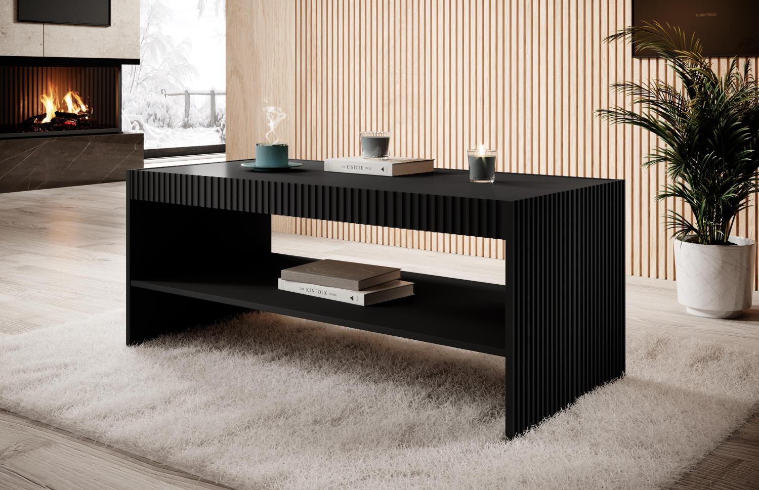 Domando Couchtisch Carducci Modern Breite 120cm, edel gefräste Fronten in Schwarz Matt Bild 1