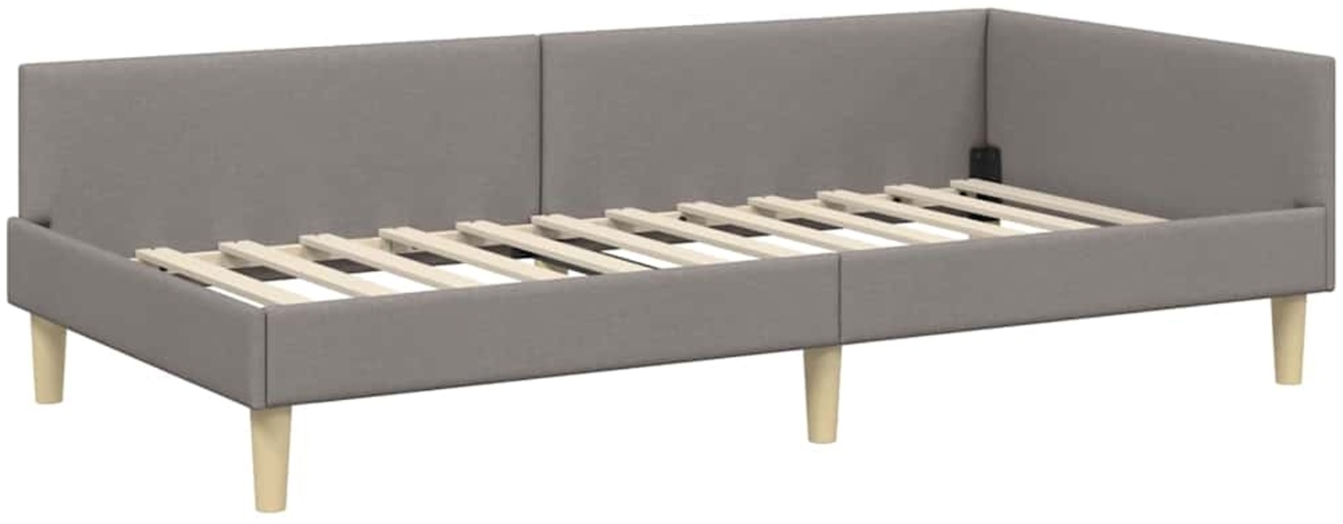 vidaXL Eckbettgestell mit Kopfteil Taupe 90 x 190 cm Stoff 42016114 Bild 1