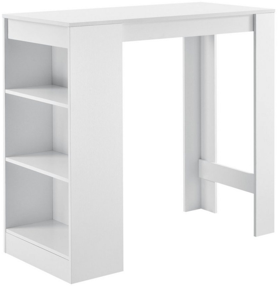 Bartisch mit integrierter Hausbar Esstisch 110 x 50 x 103 cm Tresentisch mit 3 Ablageflächen Stehtisch Bartheke mit 3 Fächern Küchentheke Tresen Weiß Bild 1