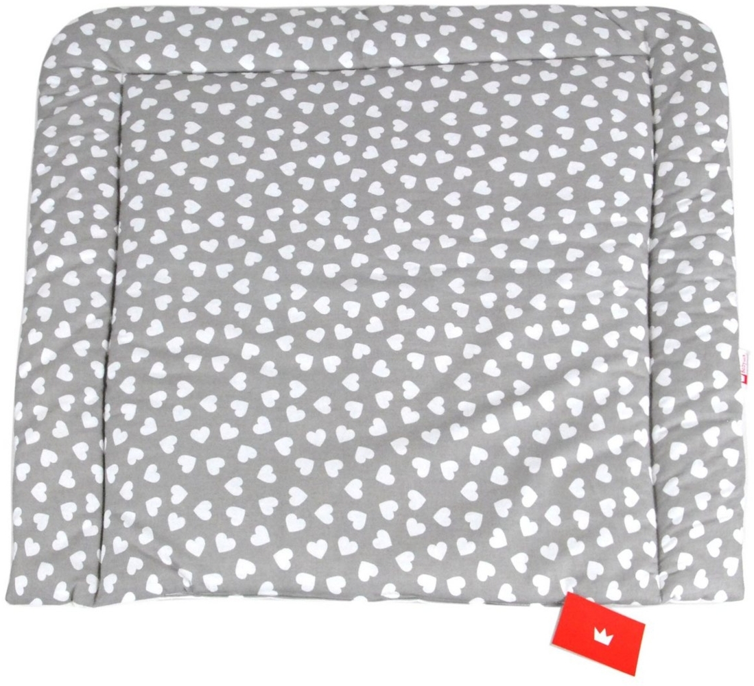 BABYLUX Wickeltischauflage Wickelauflage Baby Wickeltisch (70x70 cm, 95 - Herzen Grau) Bild 1