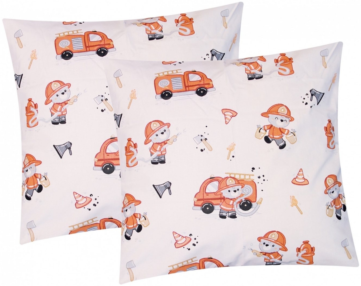 Heubergshop Kissenbezug, 40x40cm Feuerwehrmann 100% Baumwolle Kinder (KY-Feuerwehrmann-40x40) Bild 1