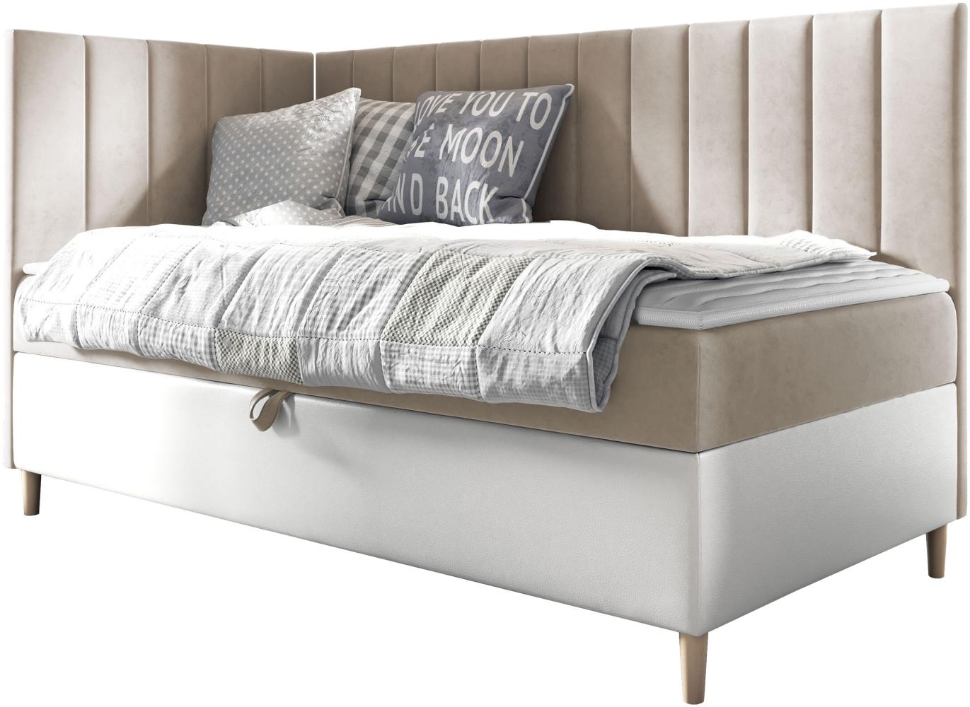 Boxspringbett Chapeni 'Junior 3' beige 80 x 200 cm Links Bild 1