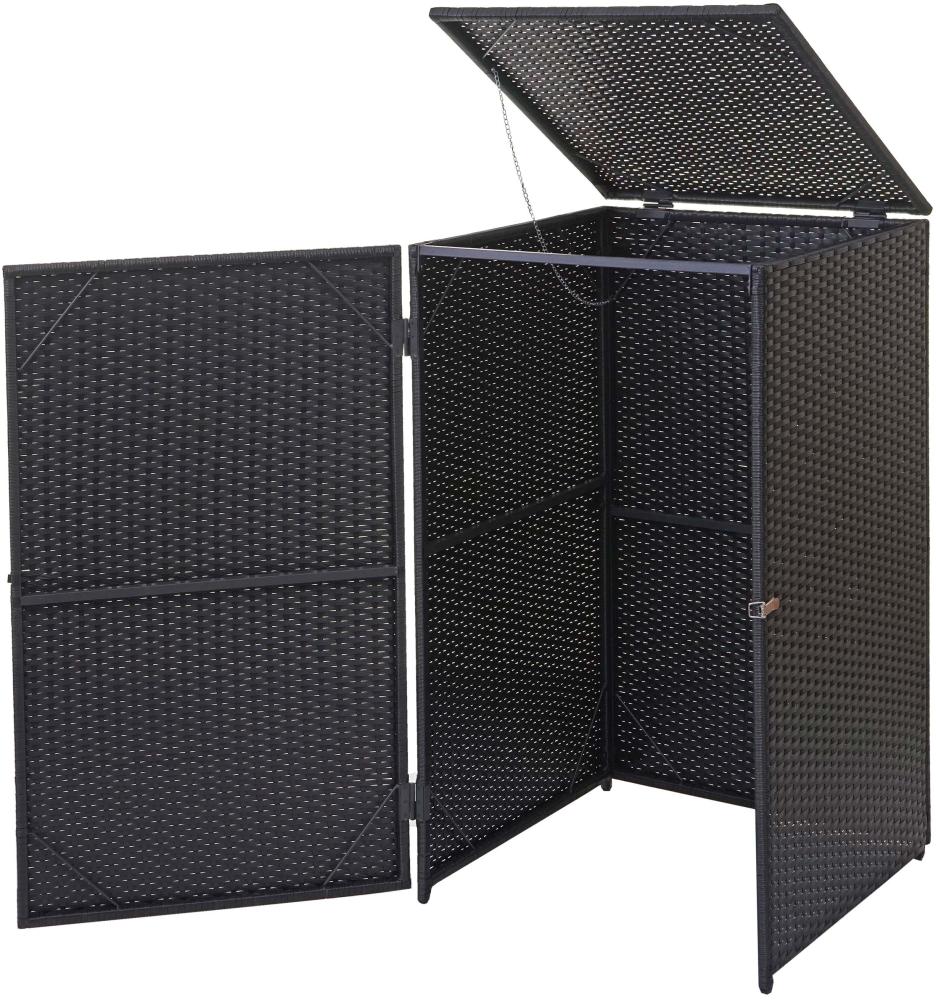 Mülltonnenverkleidung HWC-E25, Mülltonnenbox Mülltonnenabdeckung, Poly-Rattan 120l ~ schwarz Bild 1