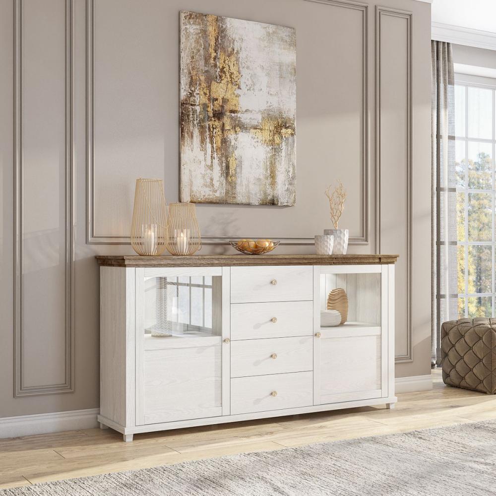 Sideboard HOME Anrichte 181 cm inkl. LED Beleuchtung Weiss Abisko Bild 1