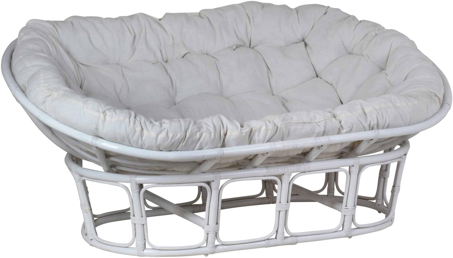 MiaMöbel Rattansofa 'Papasan' weiß 100% Baumwolle, Rattan Modern Bild 1