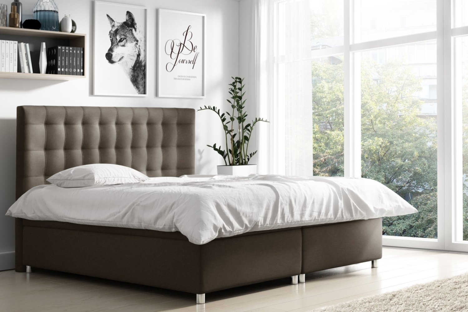 99rooms Riverside Boxspringbett Velours 120x200 cm Braun Bild 1