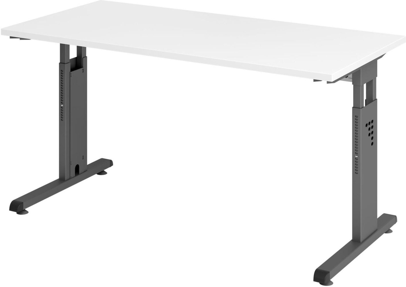mcbuero. de Schreibtisch VOS614/W/G C-Fuß 140x67cm weiß/grau Bild 1