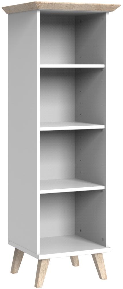 Bücherregal >VICTOR< (BxHxT: 42x144x41 cm) in EICHE SAEGERAU NB + WEISS Bild 1