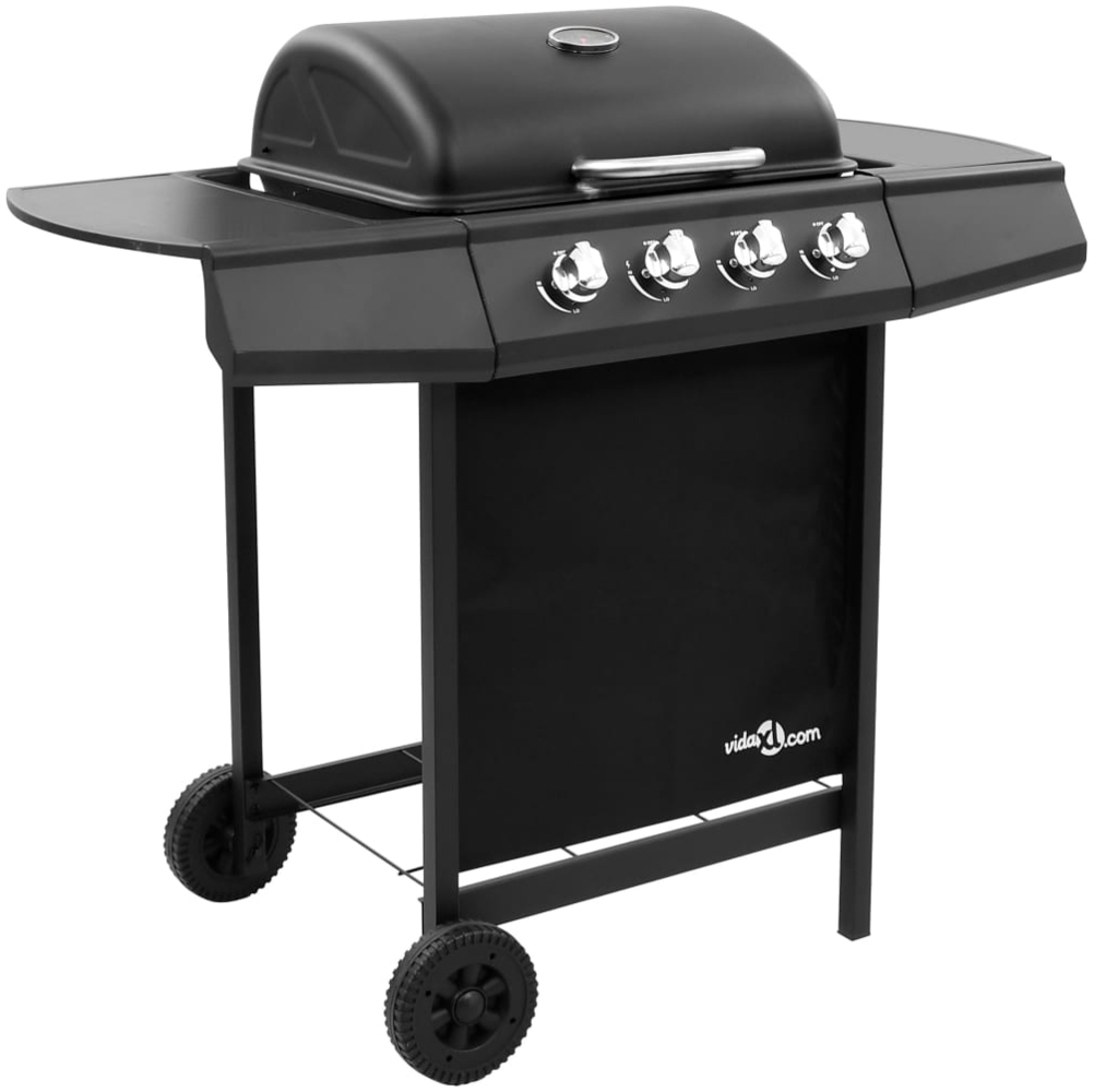 vidaXL Gasgrill, mit 4 Flammen, Stahl Schwarz, 107,5 x 55 x 96,5 cm Bild 1