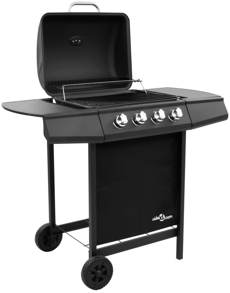 vidaXL Gasgrill, mit 4 Flammen, Stahl Schwarz, 107,5 x 55 x 96,5 cm Bild 1