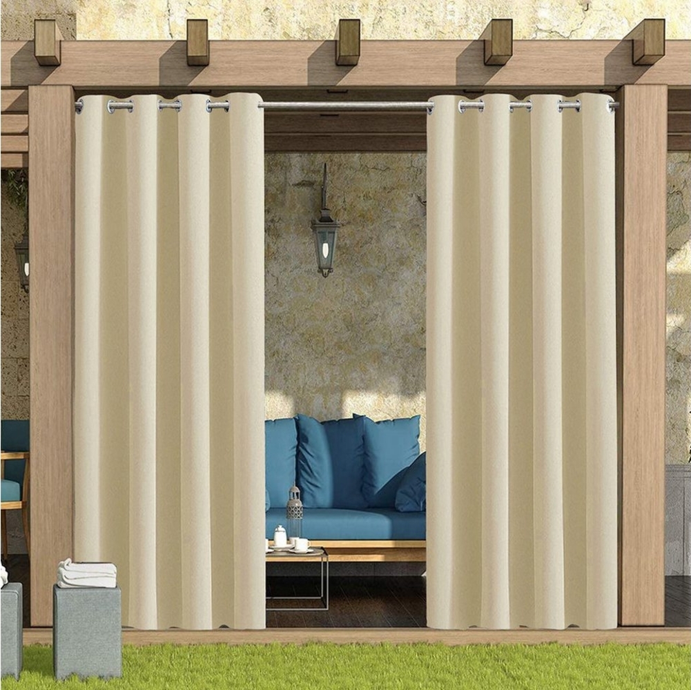 Qelus Outdoorvorhang Wasserdicht Outdoor Blickdicht Vorhang Gardinen mit ösen, (2 St), für Pavillon Garten Balkon Terrasse Bild 1