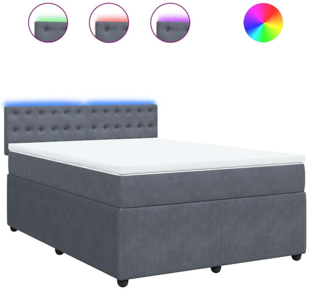 vidaXL Boxspringbett mit Matratze Dunkelgrau 160x200 cm Samt 3290095 Bild 1