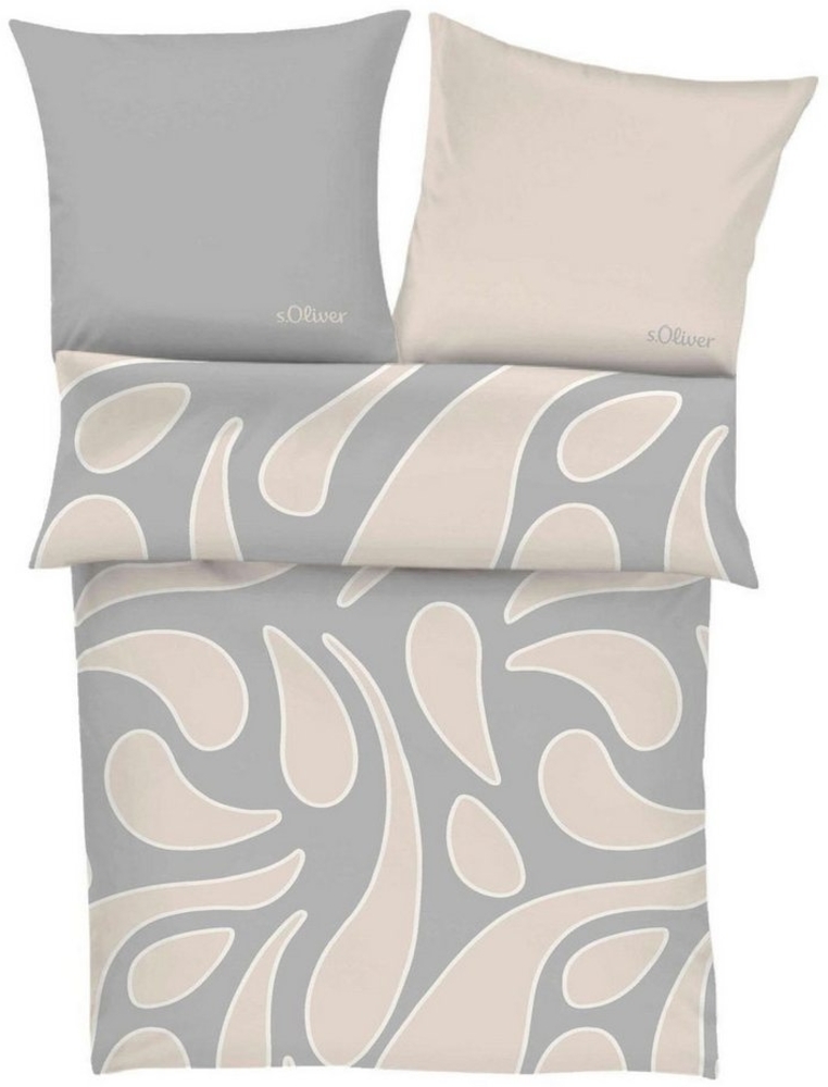 s.Oliver Bettwäsche Satin-Bettwäsche APRI, 135 x 200 cm, Grau, Beige, Satin, 2 teilig, mit Reißverschluss Bild 1