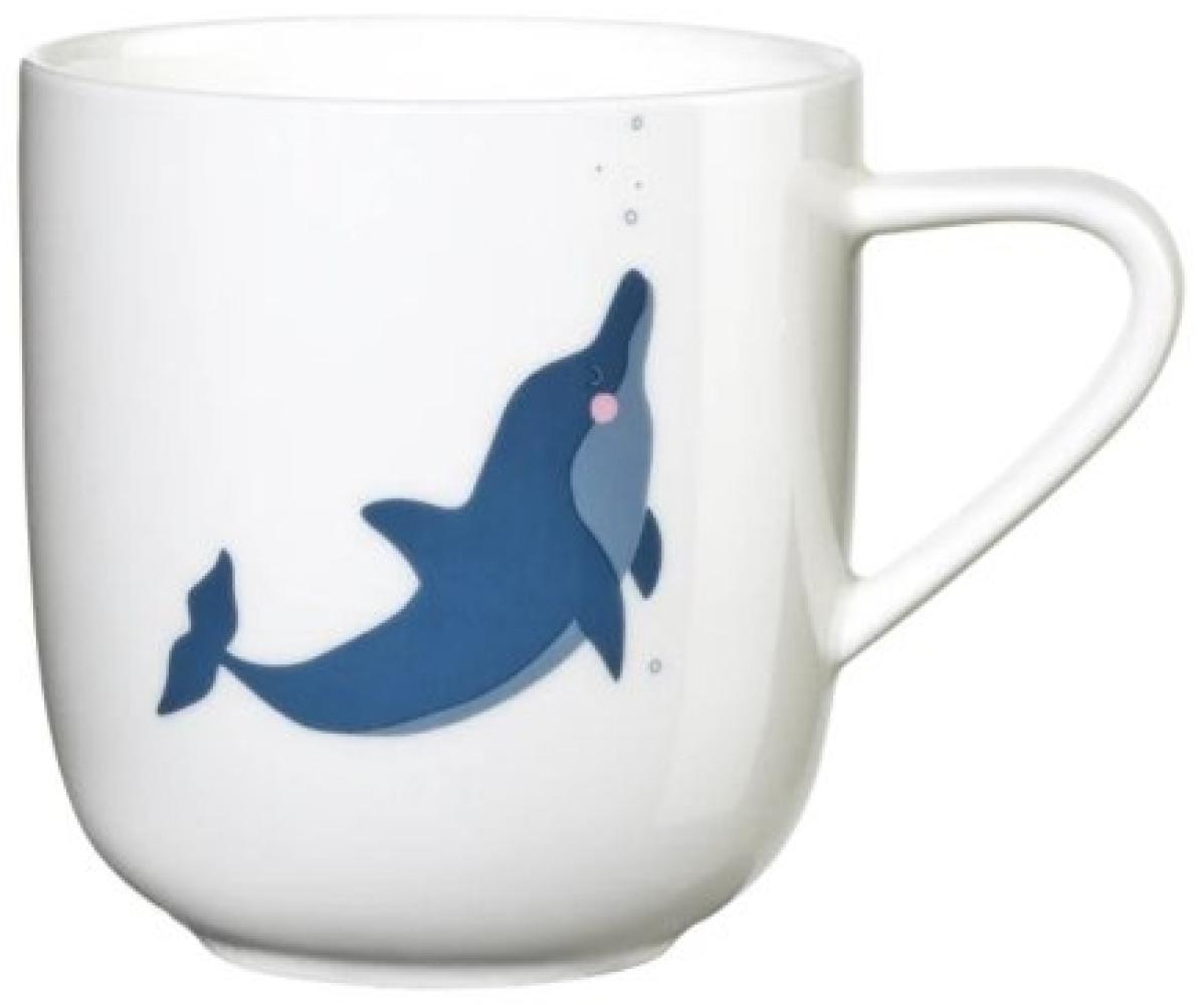 ASA Selection kids Henkelbecher Delfin Dennis, Henkel Becher, Tasse, Teetasse, Fine Bone China, Weiß Glänzend, 250 ml, 38071314 Bild 1