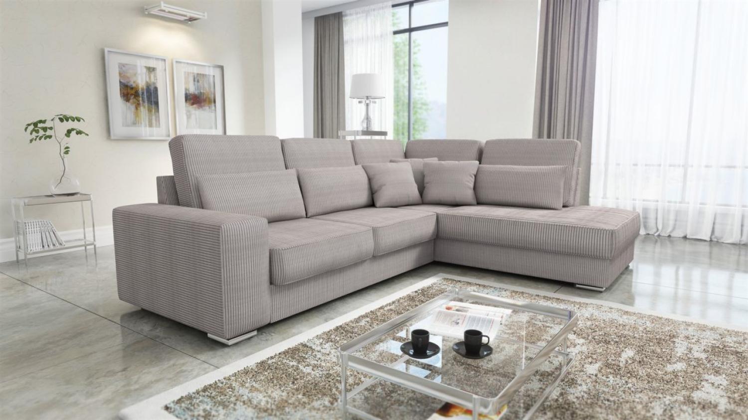 Ecksofa Sofa NEVIO XL Stoff Scala Graubraun Ottomane Rechts Bild 1