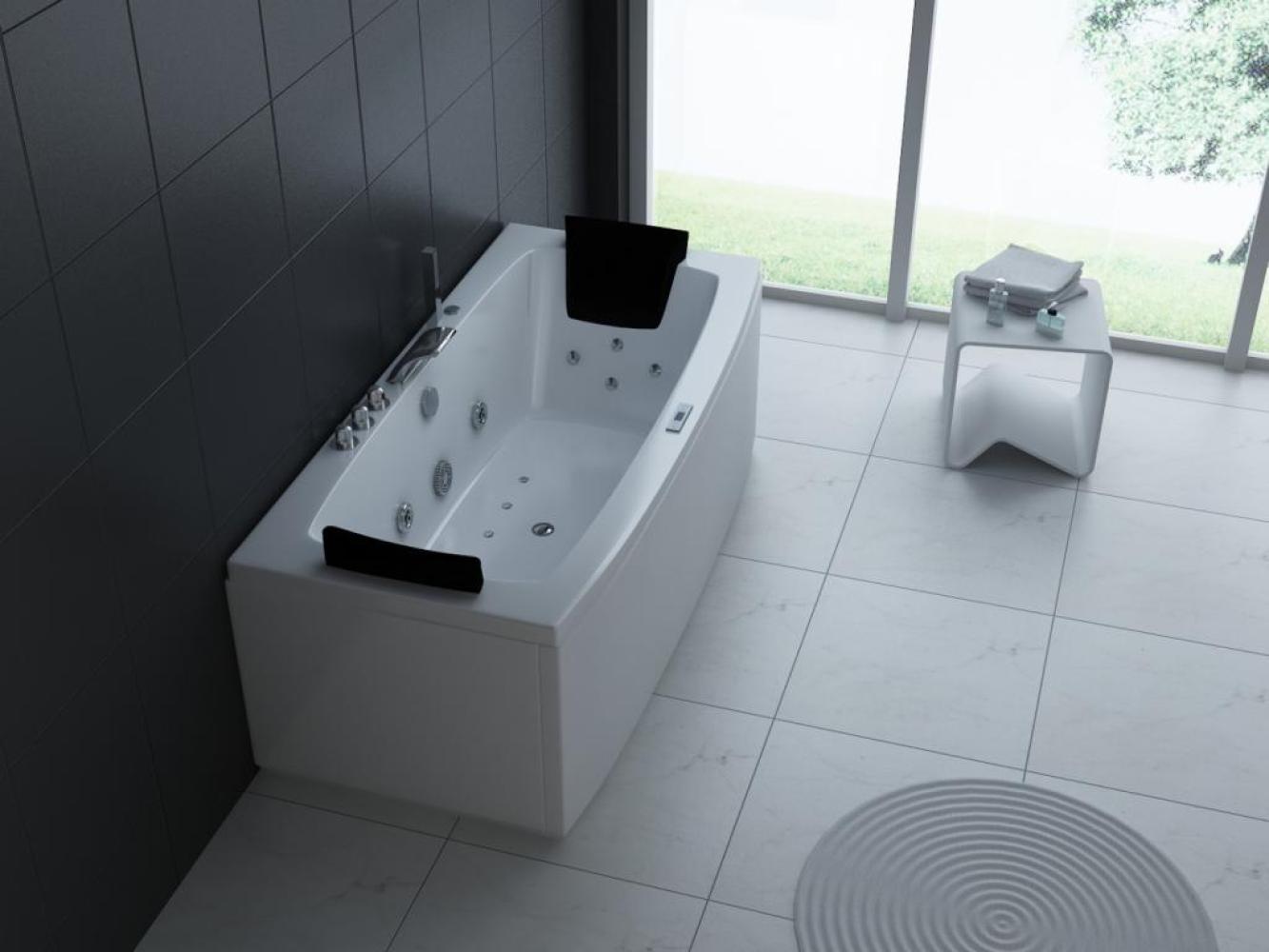 PureHaven Whirlpool 160x80 cm Heizung Reinigungsprogramm & Lichttherapie elegantes Design Bluetooth-fähiges Soundsystem Bild 1