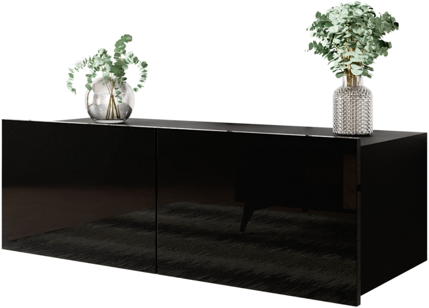 TV-Lowboard Calabrini 100 BR03 (Farbe: Schwarz / Schwarz Hochglanz) Bild 1