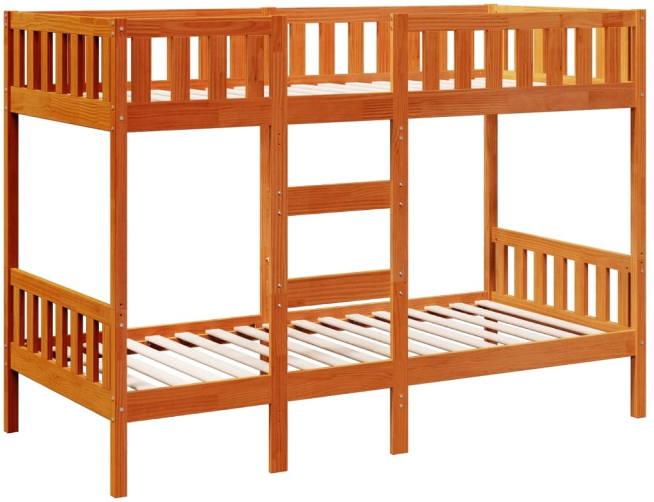 vidaXL Etagenbett Wachsbraun 75x190 cm Massivholz Kiefer 3308609 Bild 1