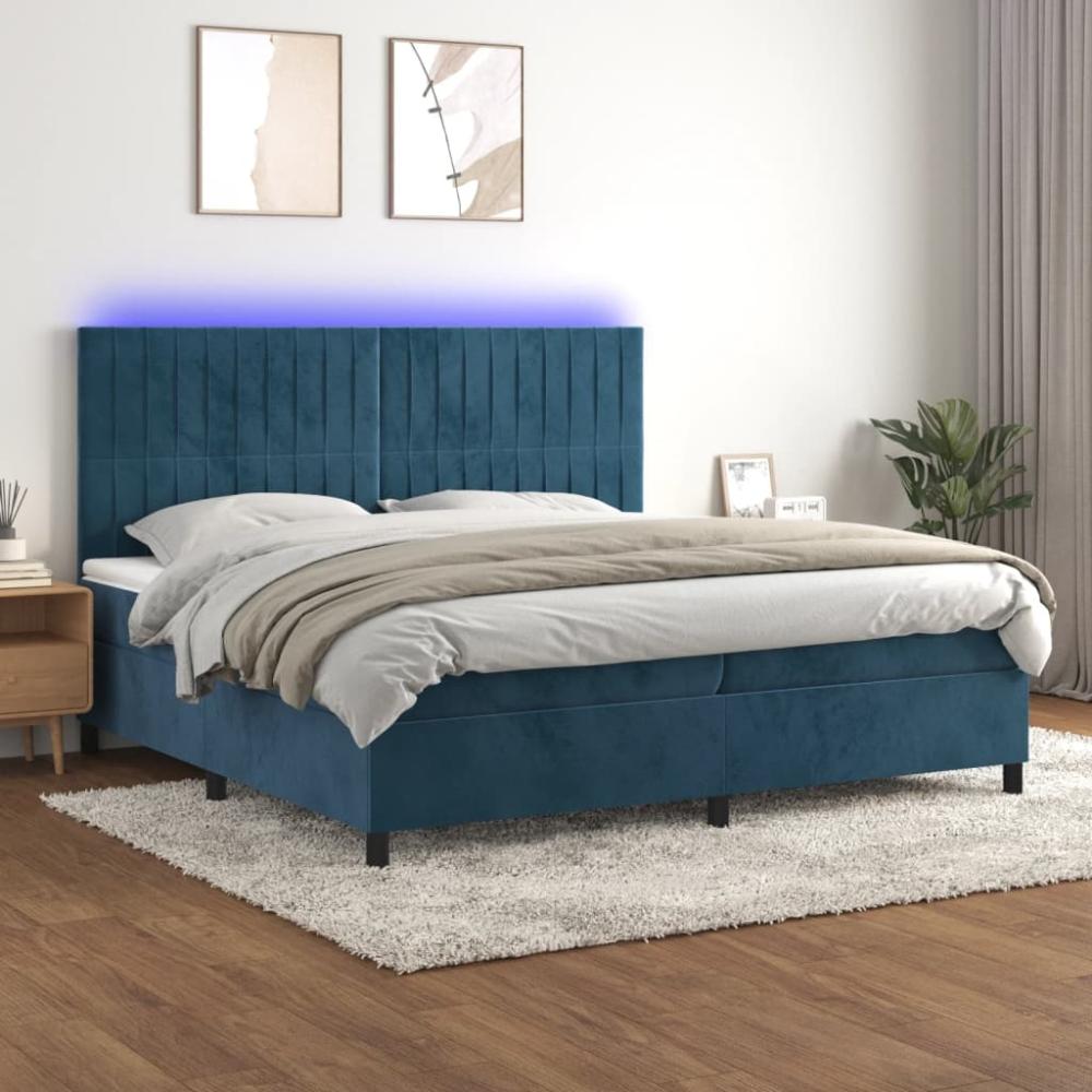 vidaXL Boxspringbett mit Matratze & LED Dunkelblau 200x200 cm Samt 3136267 Bild 1