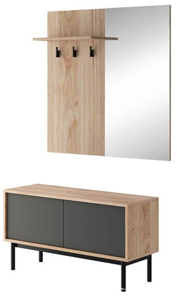 Garderoben-Set Basic Flurgarderobe 104cm jackson hickory graphit grifflos Bild 1