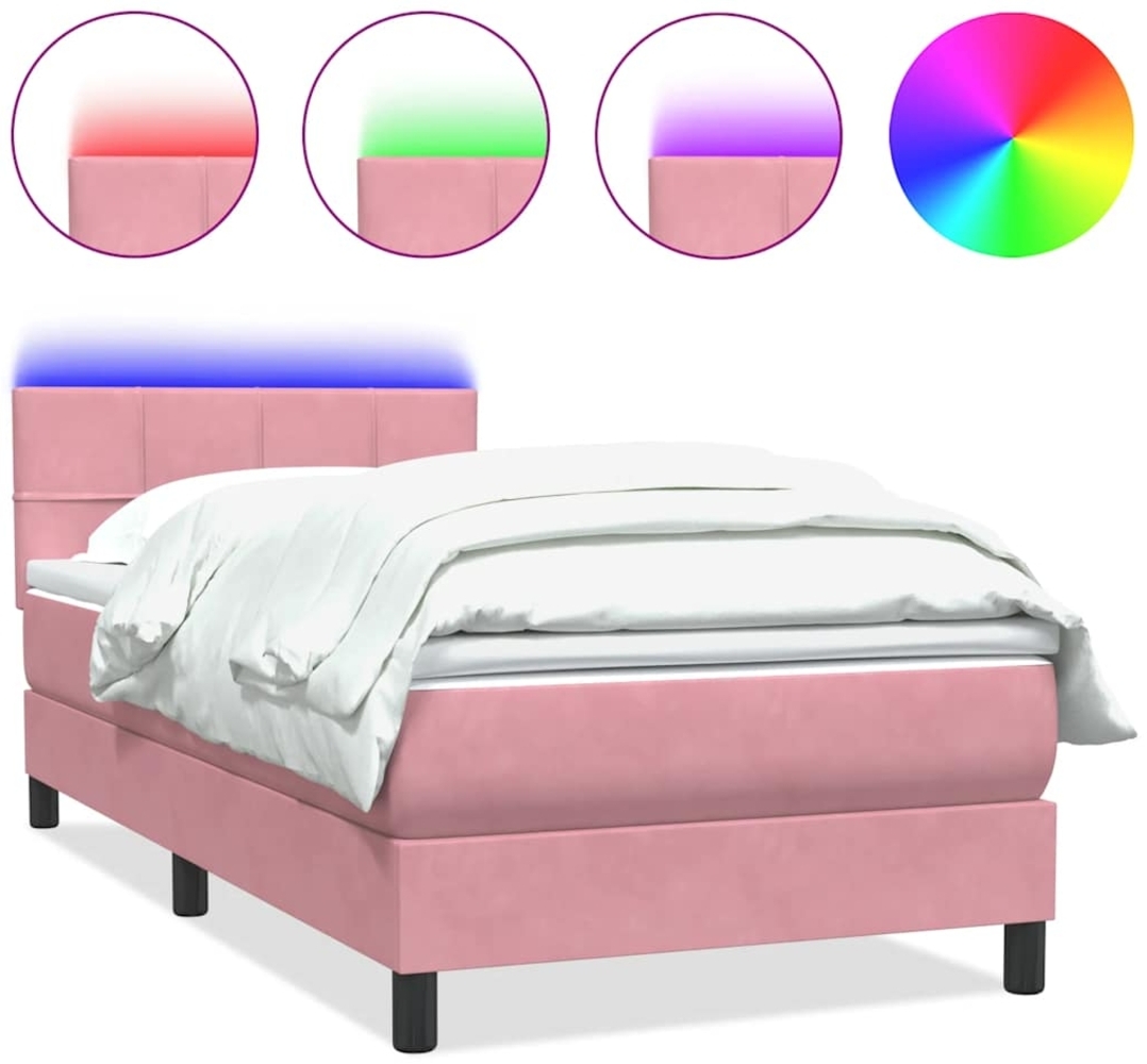 vidaXL Boxspringbett mit Matratze Rosa 100x210 cm Samt 3316874 Bild 1