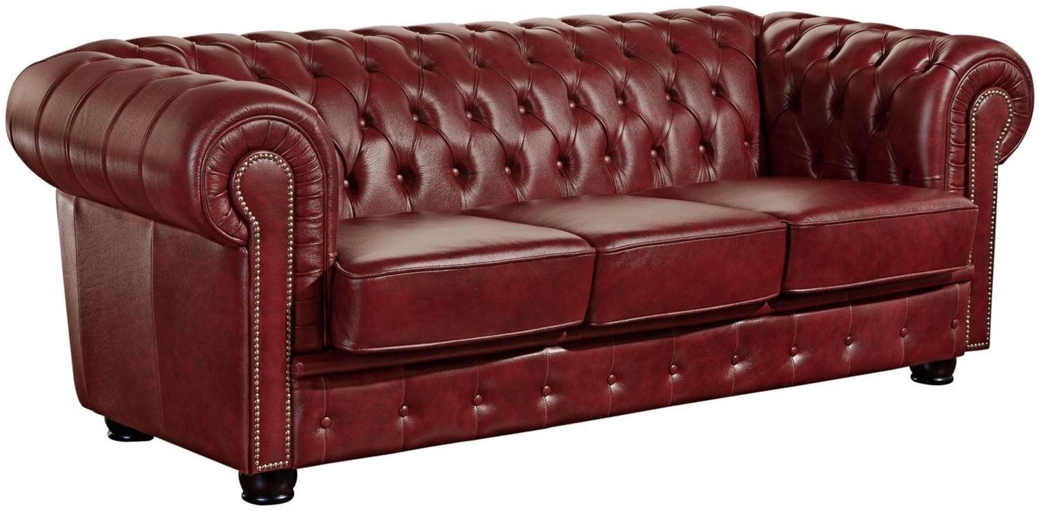 Sofa 3-Sitzer Kath Bezug Wischleder Buche nussbaum dunkel / rot 22457 Bild 1