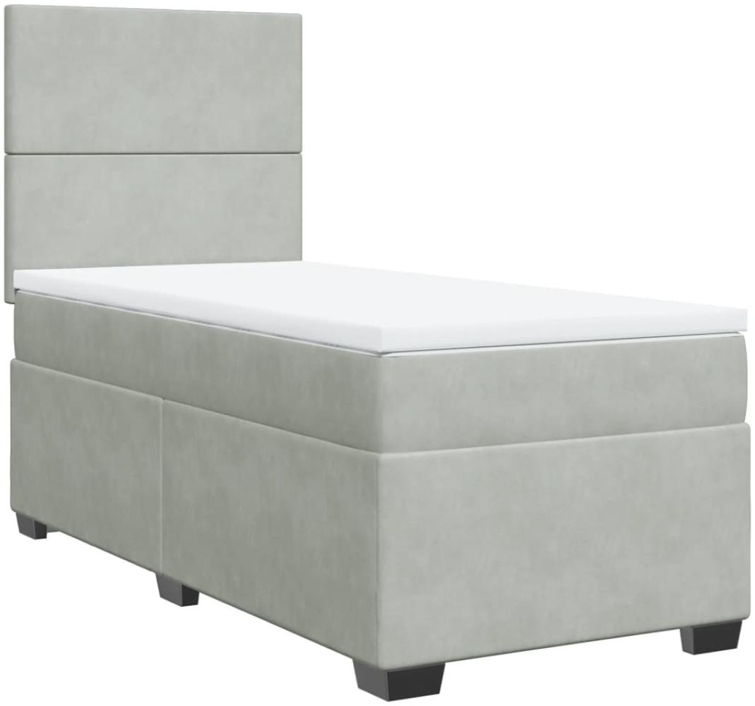 vidaXL Boxspringbett mit Matratze Hellgrau 100x200 cm Samt 3290828 Bild 1